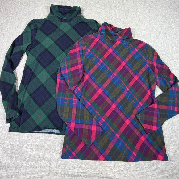 Talbots Sweaters - Talbots Lot of 2 Women Med Plaid Turtleneck Shirt Red Green Preppy Pullover Knit